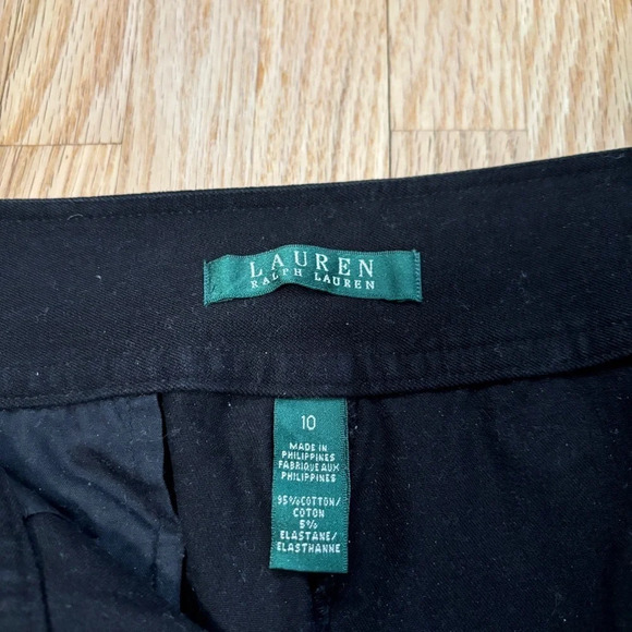 Lauren Ralph Lauren | Black Pants with Gold Tone Trim Side Buckle EUC  Size 10 - Picture 5 of 9